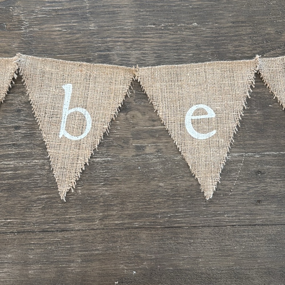 Burlap 'Bebe' Banner with White Hearts - Picture 4 of 8